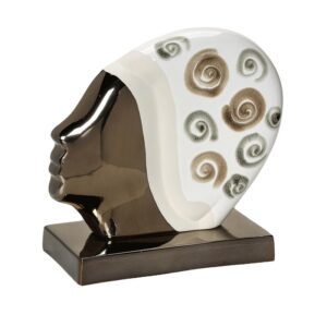 Διακοσμητικό Επιτραπέζιο Μεταλλικό Κεφάλι ''Swimming'' Λευκό/ Bronze 29cm