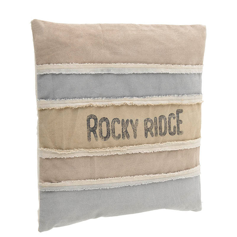 Διακοσμητικό Μαξιλάρι Τετράγωνο Καμβάς Μπεζ/ Γαλάζιο 'Rocky Ridge' 45x45