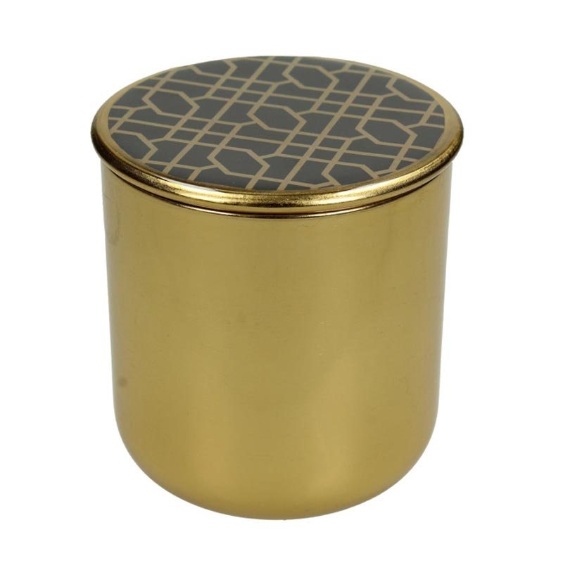Διακοσμητικό Μεταλλικό Κουτί Art Deco Χρυσό 'Disegni' 9.5x9.5, Α | ZAROS