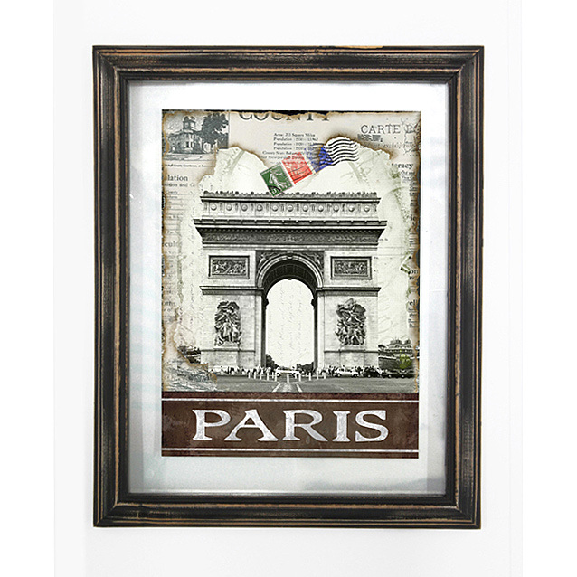 Διακοσμητικός Πίνακας Με Τζάμι Και Ξύλινη Κορνίζα Αντικέ "Paris'' 39x48