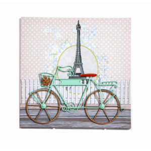 Διακοσμητικός Πίνακας Σε Καμβά Υφασμάτινο 'Bicycle' Λιλά/ Βεραμάν 40x40
