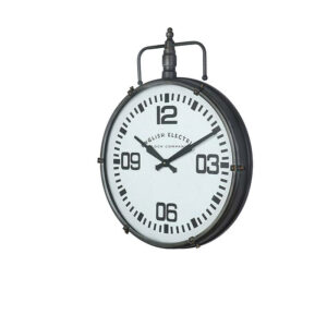 Επιτοίχιο Ρολόι Industrial Μεταλλικό Μαύρο Με Λευκό Καντράν 52x66