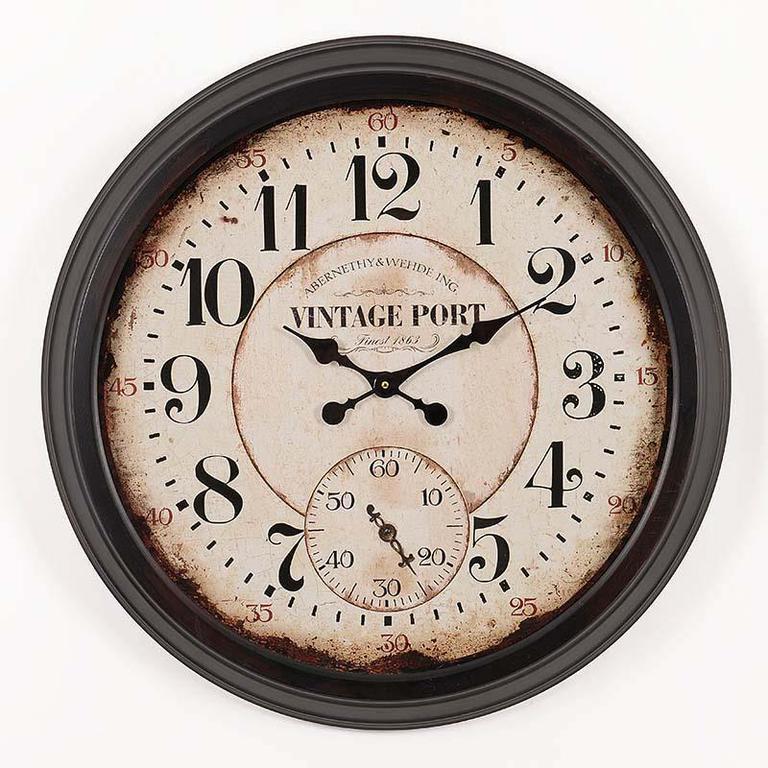 Επιτοίχιο Ρολόι Μεταλλικό Στρογγυλό Με Μπεζ Καντράν ''Vintage Sport'' Δ70
