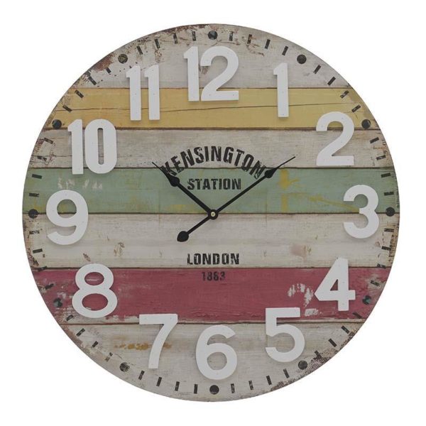 Επιτοίχιο Ρολόι Ξύλινο Στρογγυλό "Kensington'' Πολυχρωμία Δ60