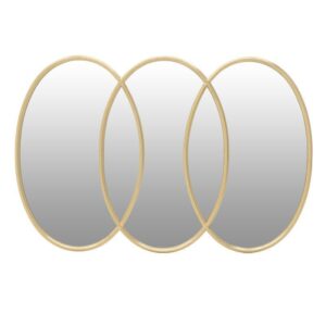 Επιτοίχιος Τριπλός Καθρέπτης Μεταλλικός Χρυσός 'Rings' Μ106 Υ70