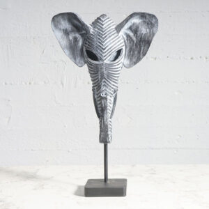Επιτραπέζιο Διακοσμητικό Κεφάλι Ελέφαντα Γκρι Σε Βάση Υ48