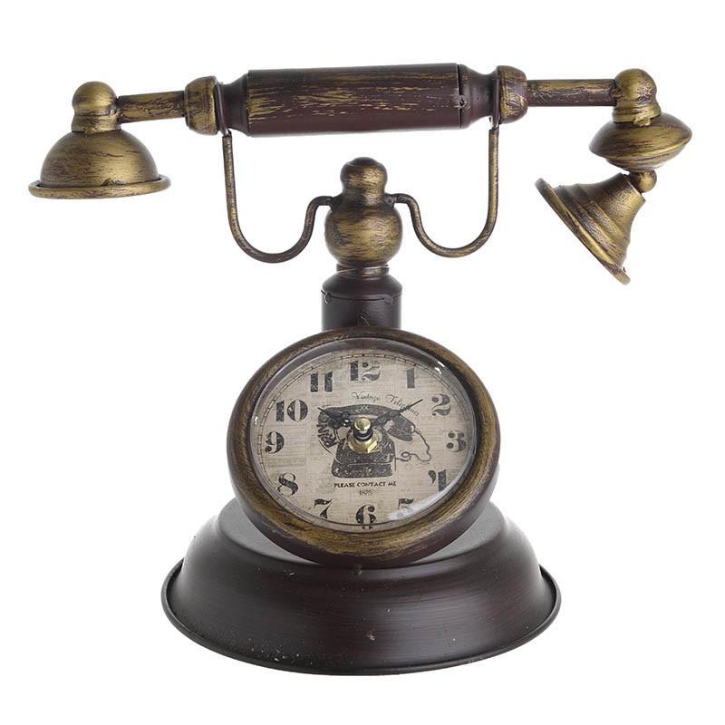 Επιτραπέζιο Μεταλλικό Ρολόι 'Τηλέφωνο' Μπορντό/ Μπρονζέ Υ24