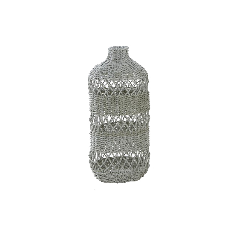 Φωτιστικό Οροφής Μονόφωτο 'Μπουκάλι' Από Πάνδανο Πλεκτό Γκρι Δ33 Υ73