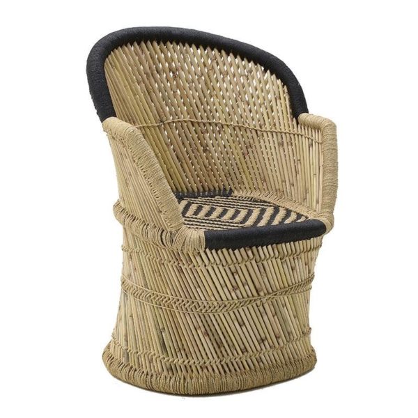 Καρέκλα Μπαμπού Natural/ Μαύρη Με Πόδια 65x55x90/43
