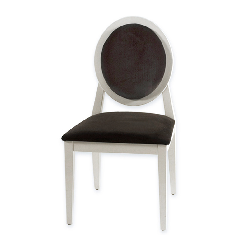 Καρέκλα Τραπεζαρίας "Luis" Ξύλινη Λευκή Λακαριστή Με Μαύρο Βελούδο