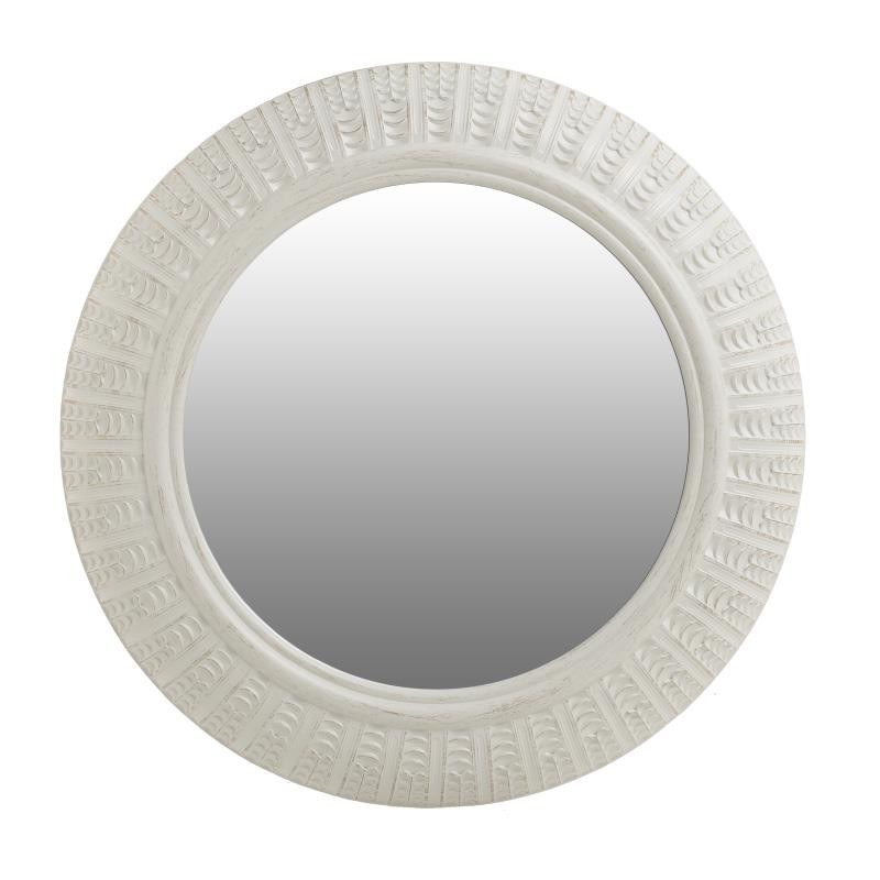 Καθρέπτης Τοίχου Στρογγυλός Λευκός Με Φαρδιά Κορνίζα Δ50