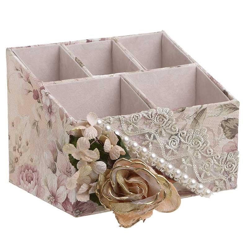 Κοσμηματοθήκη Floral Ύφασμα Με Τριαντάφυλλα 5 Θέσεων 22x20x14