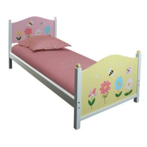 Κρεβάτι Παιδικό Μονό Ξύλινο, Ροζ Λουλούδι