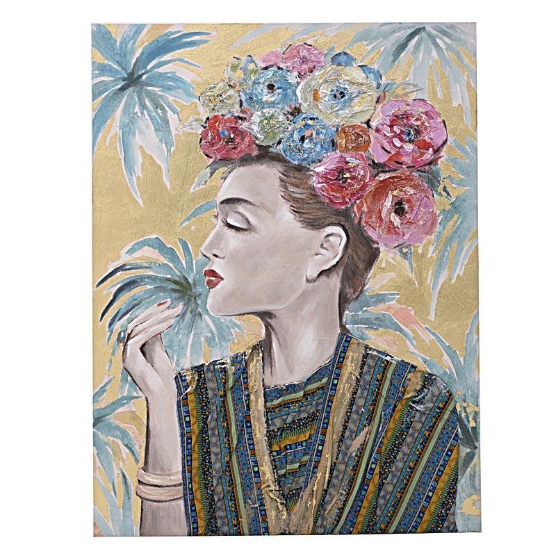 Πίνακας Σε Καμβά Γυναικεία Φιγούρα 'Frida' Πολύχρωμος 80x100