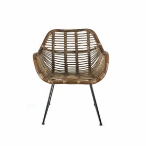 Πολυθρόνα Real Rattan Καφέ Με Μαύρα Μεταλλικά Πόδια 66x66 Υ90