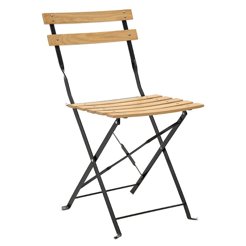 Σετ Τραπέζι Μέταλλο/ Ξύλο Μαύρο/ Natural Με 2 Καρέκλες 60x60 Υ71