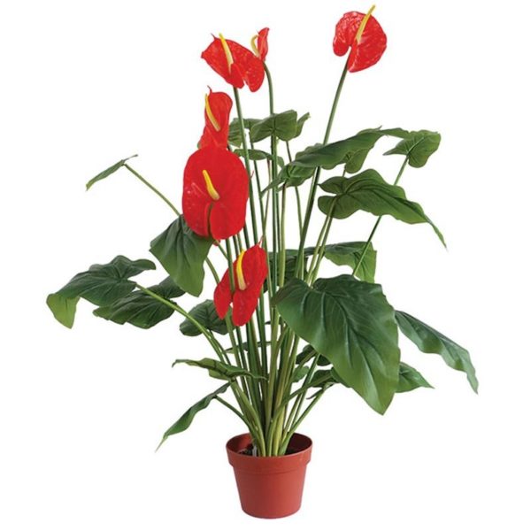 Τεχνητό Φυτό Ανθούριο Κόκκινο Σε Γλάστρα Y95