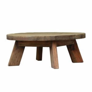 Τραπέζι Μέσης Στρόγγυλο Από Παλαιωμένο Ξύλο Πεύκου Natural Δ90 Υ35