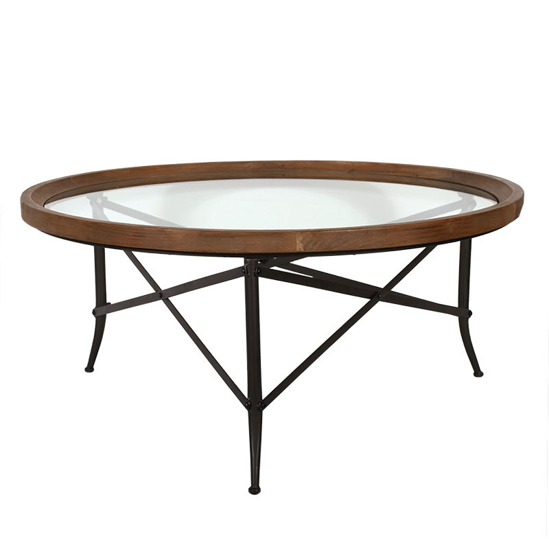 Τραπέζι Μέσης Στρογγυλό Με Επιφάνεια Από Γυαλί Και Μεταλλικά Μαύρα Πόδια Δ100 Υ46
