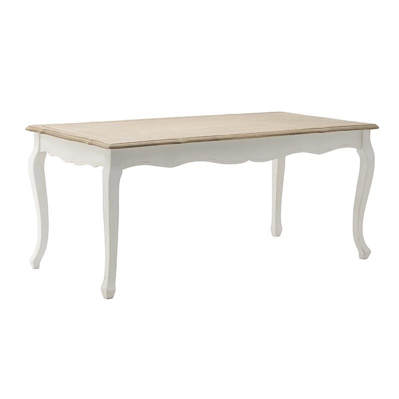 Τραπέζι Τραπεζαρίας Louis Ξύλινο Αντικέ Λευκό Με Natural Beige Καπάκι 180x90 Υ78