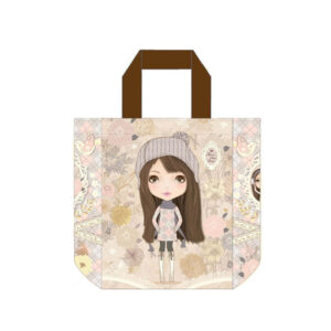 Τσάντα Ώμου Δερματίνη "Κοριτσάκι Με Σκούφο", Με Υφασμάτινο Λουράκι XL