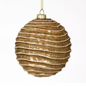 Ζάρος Χριστουγεννιάτικη Μπάλα Γυάλινη 'Wave' Αντικέ Χάλκινο 10cm