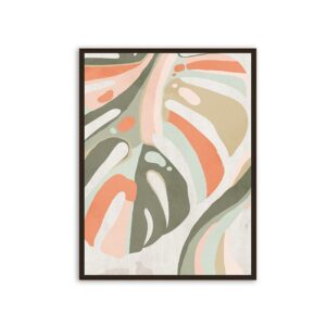 Πίνακας Καμβά Σε Κορνίζα Λαδί/ Πορτοκαλί 'Monstera' 60x90 | ZAROS