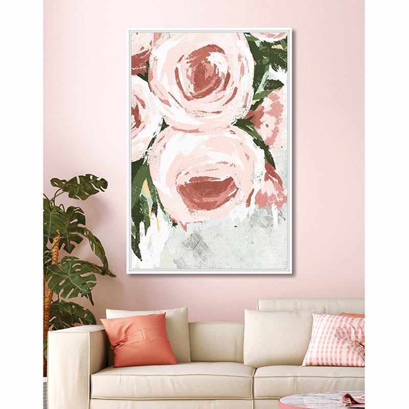 Πίνακας Καμβά Σε Κορνίζα Ροζ/ Λευκό 'Roses' 60x90 | ZAROS