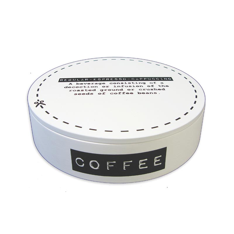 Διακοσμητικό Κουτί Αποθήκευσης Για Κάψουλες Espresso Ξύλινο Λευκό/ Μαύρο "Coffee" Δ17 | ZAROS
