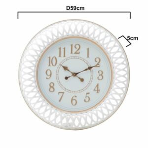 Επιτοίχιο Ρολόι Αντικέ Λευκό/ Χρυσό 'Πλέγμα' Δ58.5cm, Inart