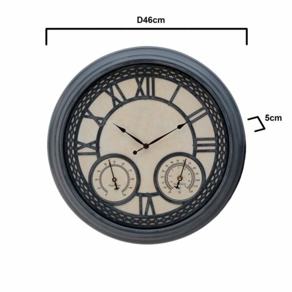 Επιτοίχιο Ρολόι Αντικέ Γκρι/ Εκρού 'Measurements' Δ45.5cm, Inart