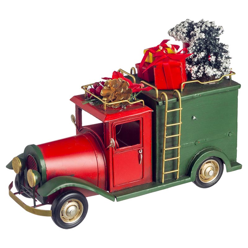 Χριστουγεννιάτικο Διακοσμητικό Αμάξι Μεταλλικό Κόκκινο 25x11x21cm