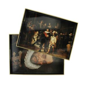 Δίσκοι Σερβιρίσματος Μαύρο/ Χρυσό ‘Έργα Του Rembrandt’ 35×50cm, Σετ Των 2 | ZAROS