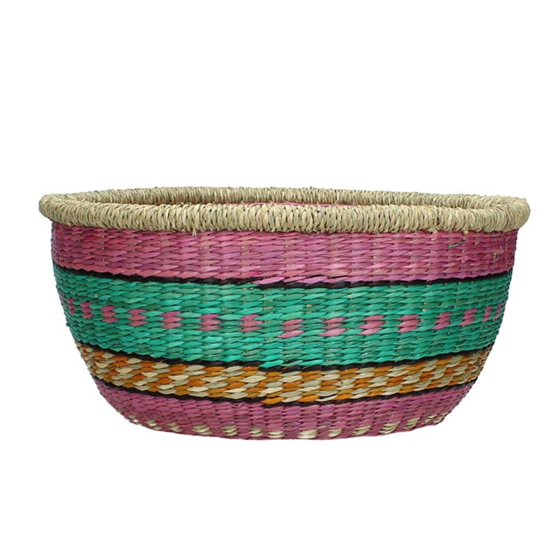 diakosmitiko-kalathi-chiropiito-seagrass-polychromo-d30x14cm-schedio-a-zaros-TEO-20658 Διακοσμητικό Καλάθι Χειροποίητο Seagrass Πολύχρωμο Δ30x14cm, Σχέδιο Α | ZAROS