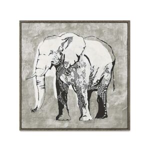 Πίνακας Σε Καμβά Γκρι/ Λευκός 'Ελέφαντας' 90x90 | ZAROS