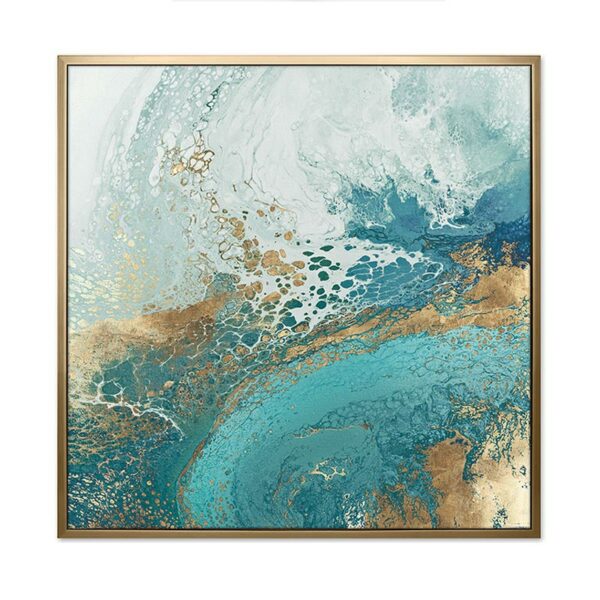 Πίνακας Σε Καμβά Με Χρυσή Κορνίζα 'Sea water' 90x90 | ZAROS