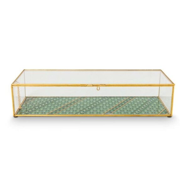 PIP Διακοσμητικό Κουτί Βιτρίνα Γυάλινο Χρυσό L 42x16.5x9cm