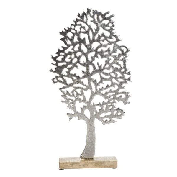 Επιτραπέζιο Διακοσμητικό Ξύλινο/ Μεταλλικό Natural/ Ασημί 'Δέντρο Ζωής' 24x3x40, Inart