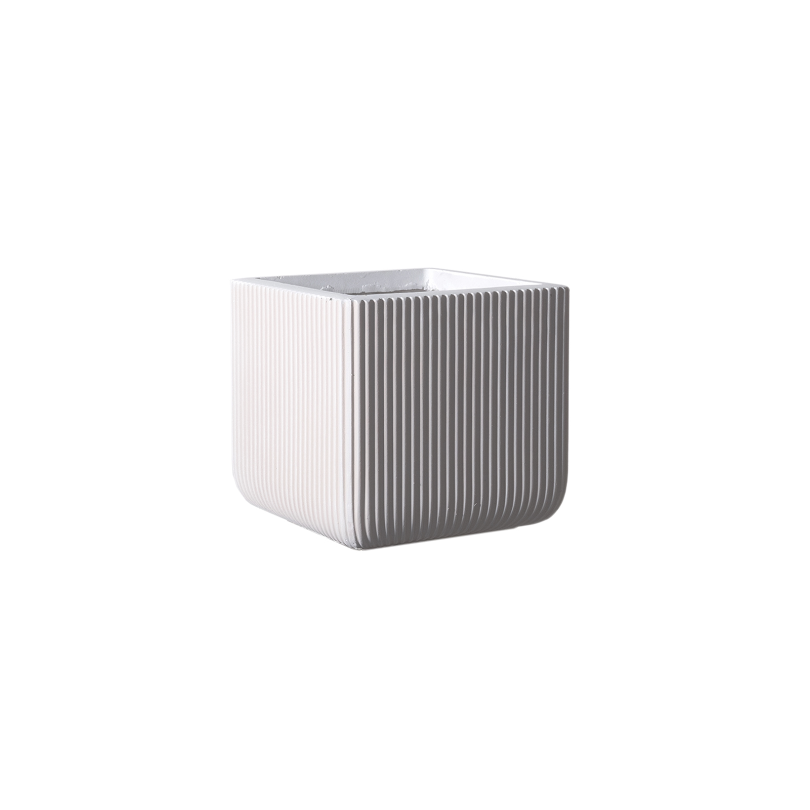Supergreens Γλάστρα Πήλινη Τετράγωνη ''Stripe'' Λευκή M 31x31x28 εκ.
