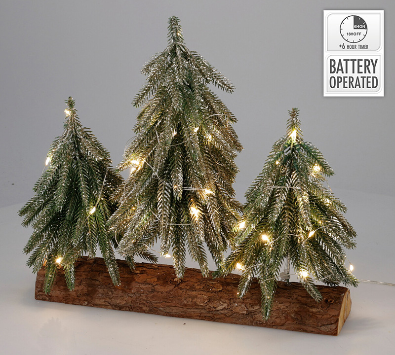 Ελατάκια με 40 LED & ξύλινο κορμό 30cm
